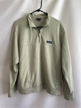 Patagonia Ahnya Women’s Organic Cotton Quarter Zip Pullover Green Sweatshirt XL